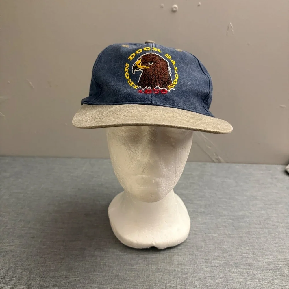 Kati Hat Men OSFA Blue Iron Door Saloon Eagle Vintage 90s Distressed Strapback